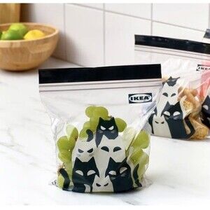 IKEA Halloween Kustfyr Bag Plastic Bag with Cats Box of 25 @ 34 oz 6.75 x7.5